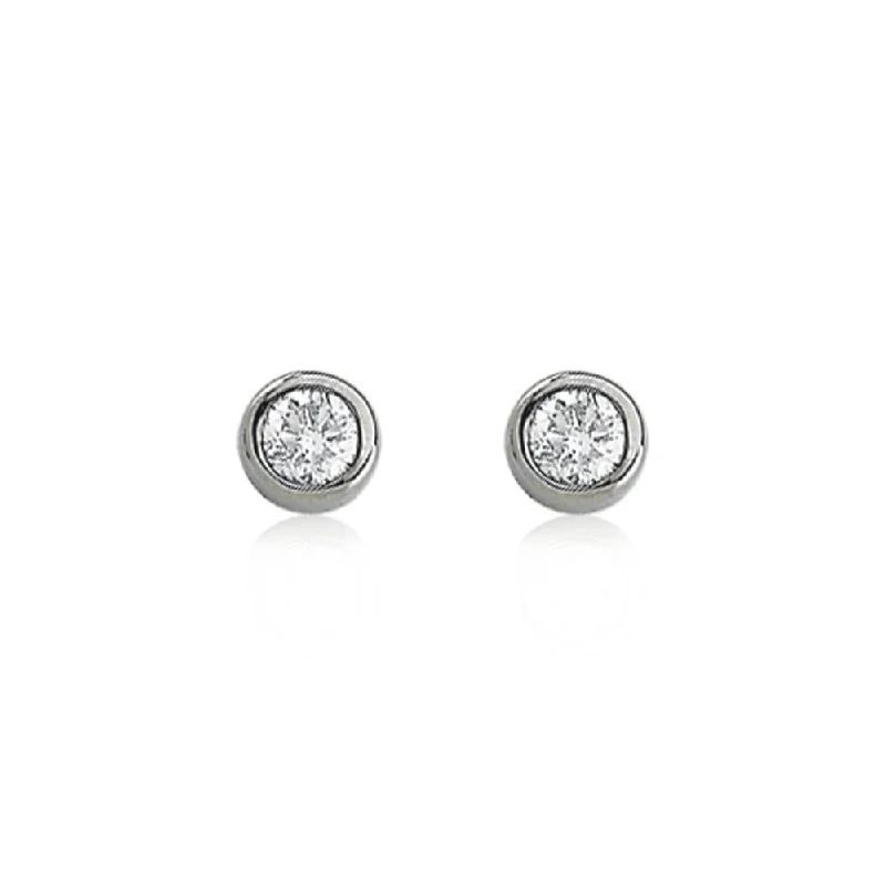 Pearl Drop Earrings-14k White Gold 4mm 1/2 Cttw Diamond Solitaire Stud Earrings