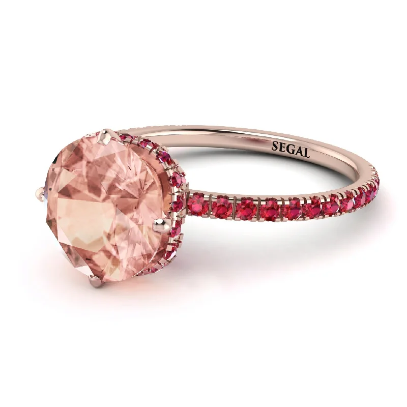 Trendy Engagement Rings-Double Hidden Halo Morganite Engagement Ring - Angelina No. 911