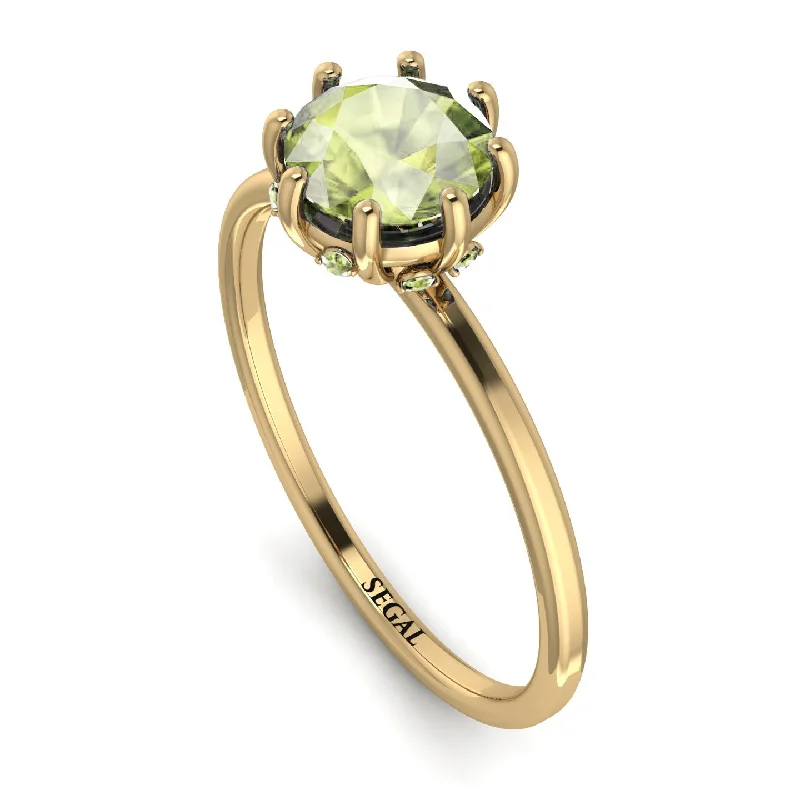 Stylish Solitaire Rings-Classic Peridot Ring With Hidden Stones - Elliana No. 701