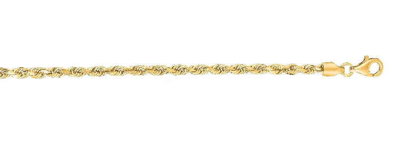 Gold Bracelet Sets-14k Yellow Gold Diamond Cut Rope Chain Bracelet