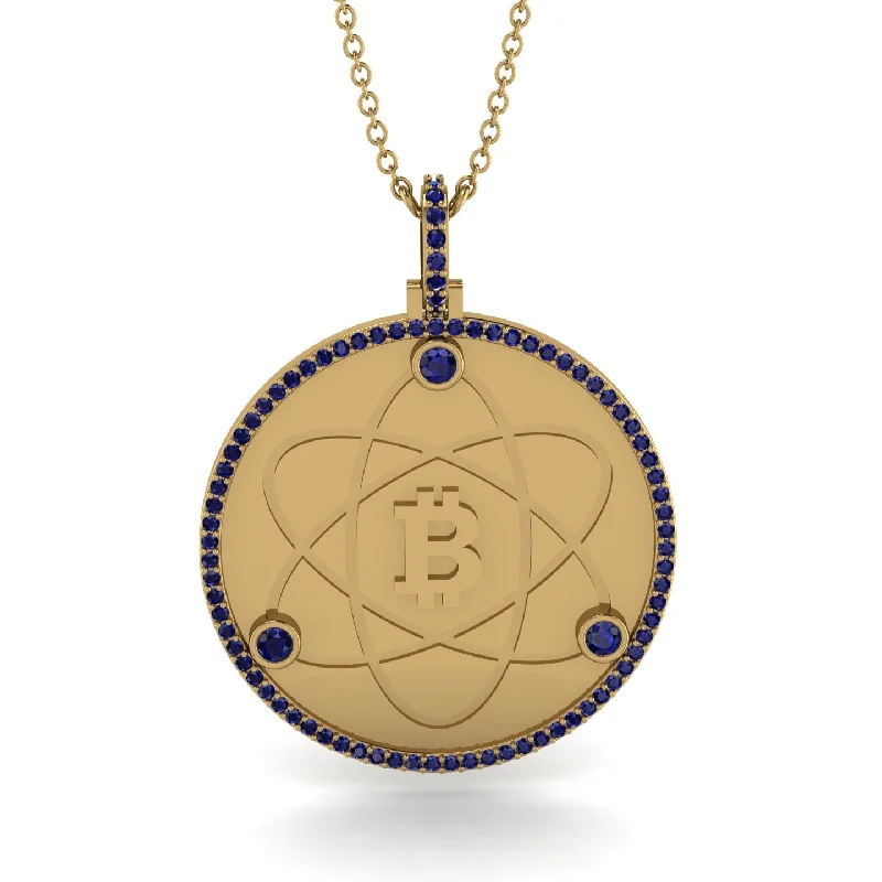 Custom Long Necklaces-Bitcoin Sapphire Atom Necklace - Kingston No. 37