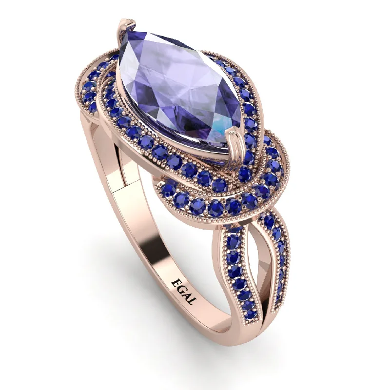 Fine Gold Rings-Milgrain Marquise Tanzanite Engagement Ring - Marley No. 214