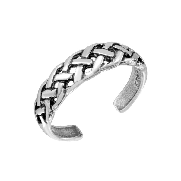 Beautiful Wedding Bands-Silver 925 Braided Adjustable Toe Ring