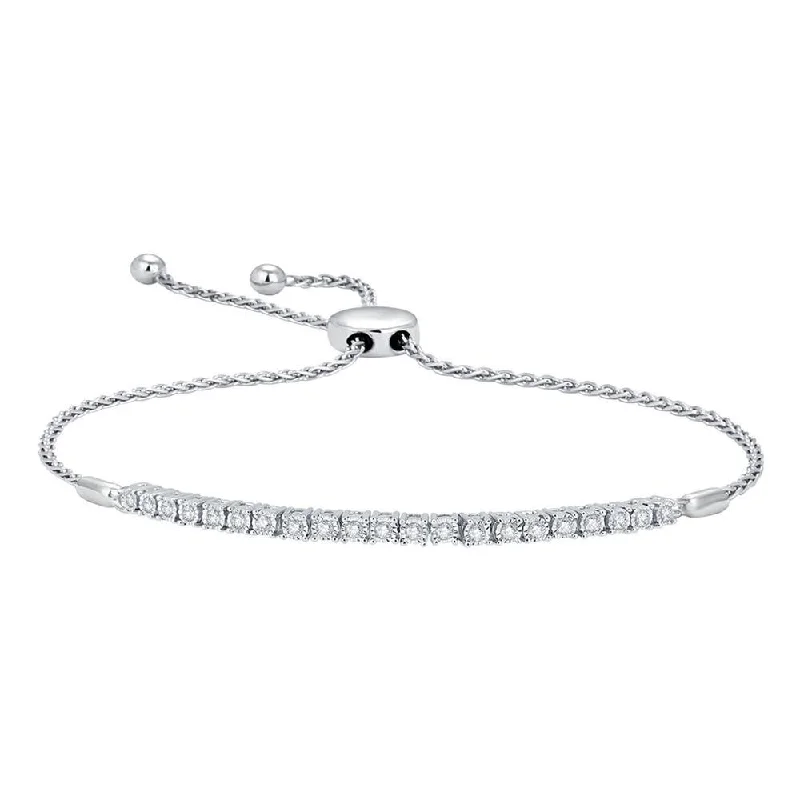 Custom Name Bracelets for Women-10K White Gold 1/4 Ct.Wt. Diamond Bolo Bracelet