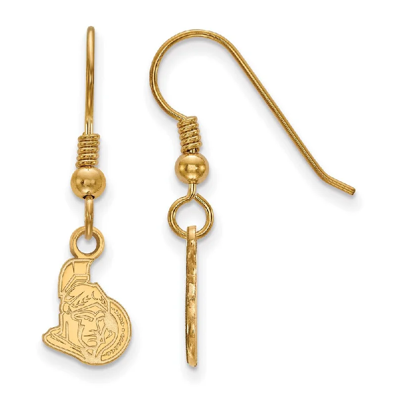 Luxury Wedding Earrings-SS 14k Yellow Gold Plated NHL Ottawa Senators XS Dangle Earrings