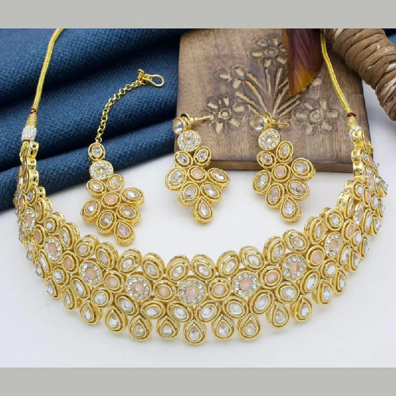 Delicate Heart Necklaces-Manisha Jewellery Gold Plated Austrian Stone Choker Necklace Set