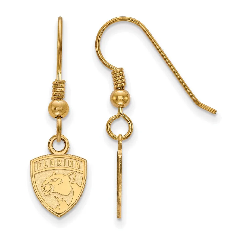 Colorful Gemstone Earrings-SS 14k Yellow Gold Plated NHL Florida Panthers XS Dangle Earrings