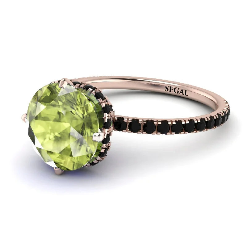 Classic Diamond Rings-Double Hidden Halo Peridot Engagement Ring - Angelina No. 708