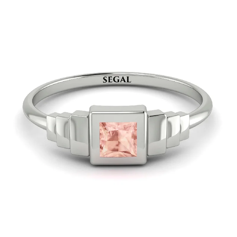 Fine Gold Rings-Geometric Princess Cut Morganite Ring - Everleigh No. 903