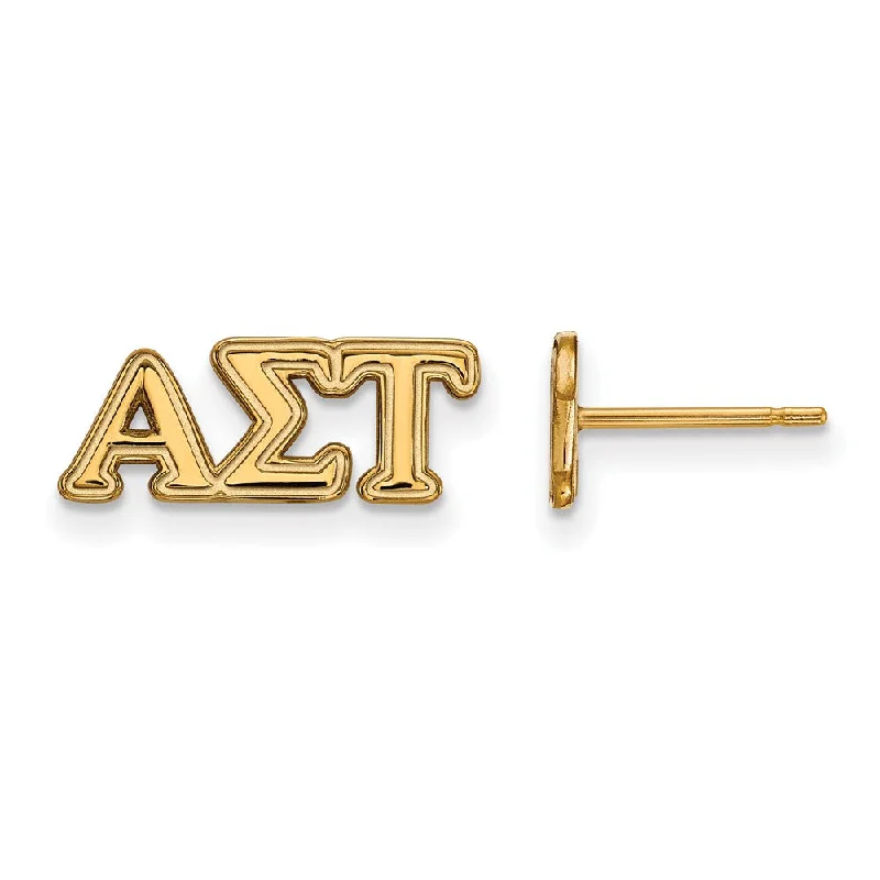 Fashionable Silver Earrings-14K Plated Silver Alpha Sigma Tau XS Greek Letters Post Earrings