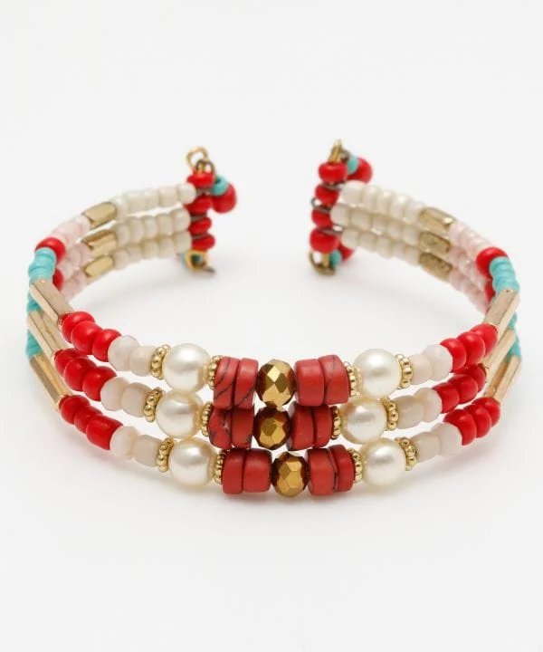 Modern Bangle Bracelets-Layered Beaded Bangle