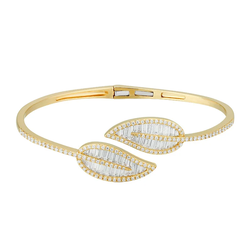 Sparkling Silver Bangles-Double Leaf Bangle