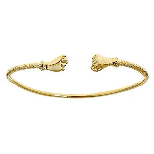 Simple Wedding Bangles-Better Jewelry 14K Yellow Gold West Indian Bangle w. Fist Ends, 1 piece