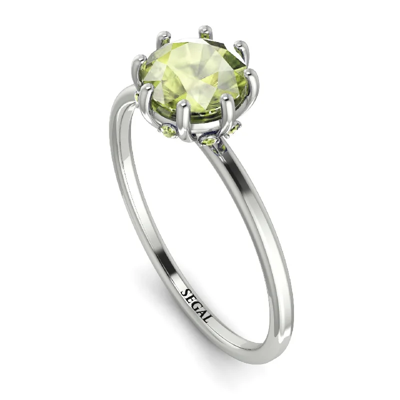 Modern Engagement Rings-Classic Peridot Ring With Hidden Stones - Elliana No. 703