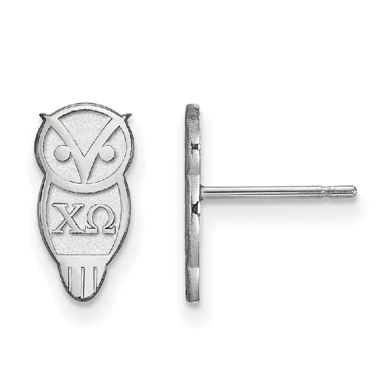 Chic Hoop Earrings-Sterling Silver Chi Omega XS Greek Owl Post Earrings