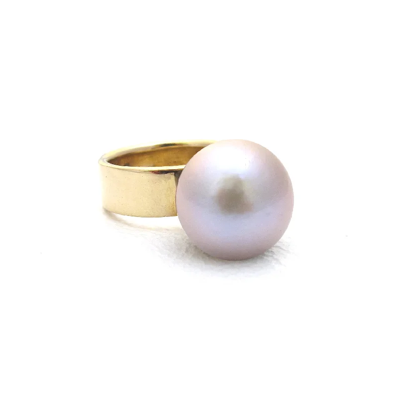 Modern Diamond Rings-Orb Pink Pearl Ring