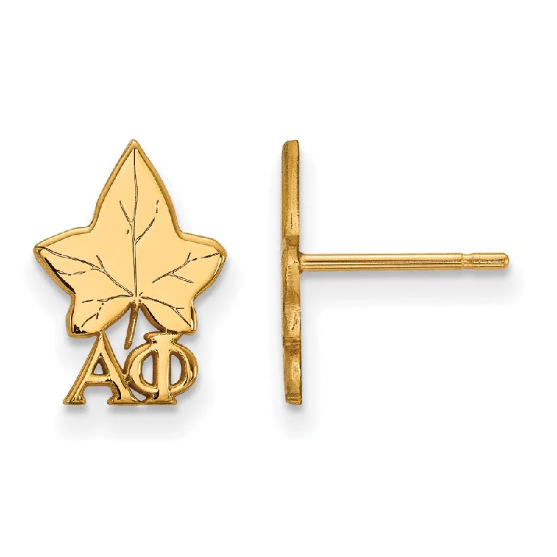 Bold Statement Earrings-14K Plated Silver Alpha Phi XS Post Earrings