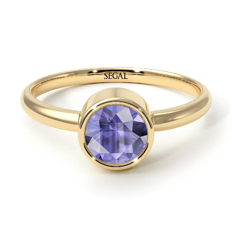 Men’s Wedding Bands-Solitaire Bezel Tanzanite Ring - Emerson No. 201