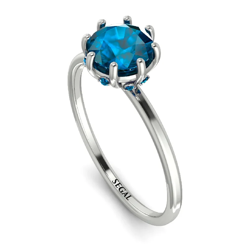 Engagement Rings with Emerald-Classic Blue Topaz Ring With Hidden Stones - Elliana No. 503