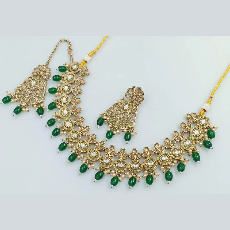 Stunning Gemstone Necklaces-Manisha Jewellery Gold Plated Crystal Stone Pearls Necklace Set