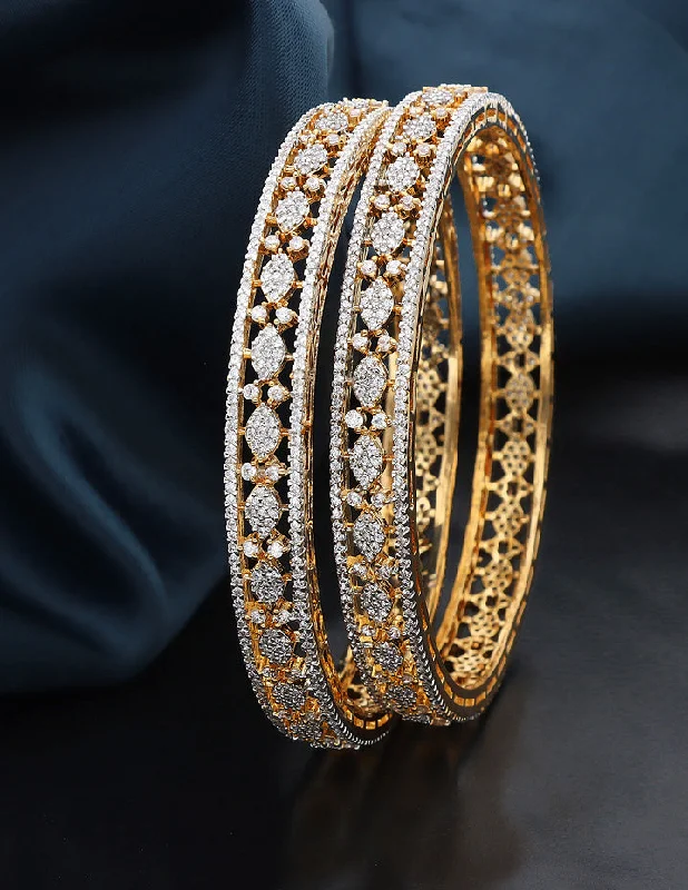 Vintage Gold Bangles-Designer Zircon GJ Plated Bangles ZBGL11064