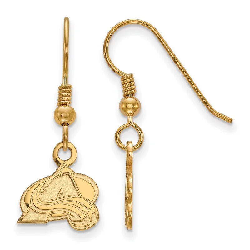 Unique Silver Earrings-SS 14k Yellow Gold Plated NHL Colorado Avalanche XS Dangle Earrings