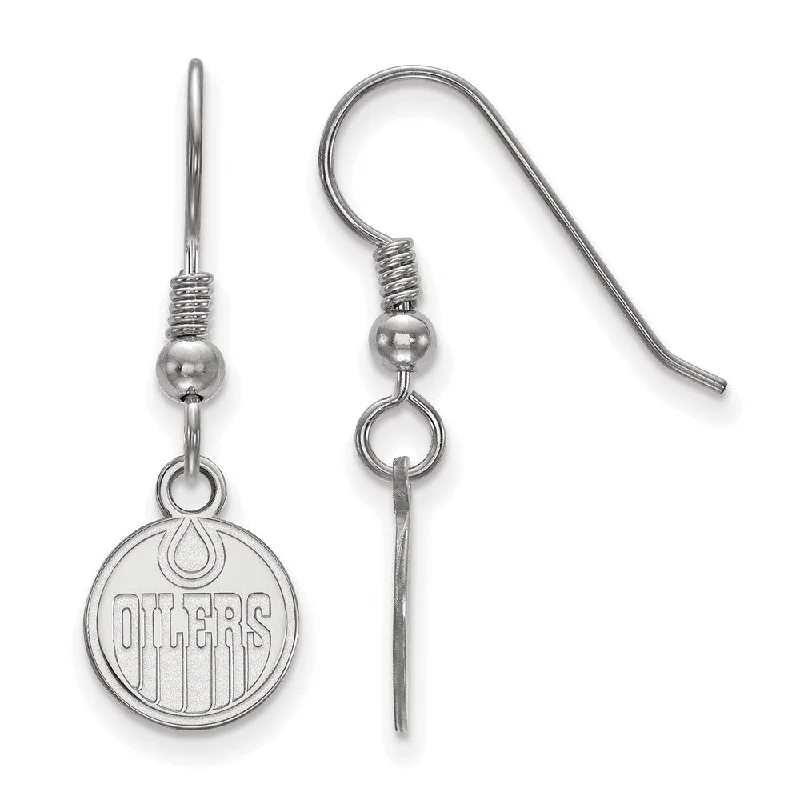 Lightweight Earrings for Women-Sterling Silver NHL Edmonton Oilers XS Dangle Earrings