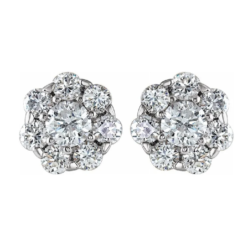 Trendy Wedding Earrings-14K White Gold 3/8 CTW Diamond Cluster Stud Earrings, 5.5mm Diameter