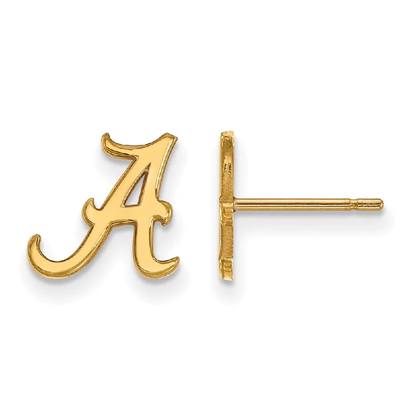 Custom Wedding Earrings-14k Yellow Gold University of Alabama XS (Tiny) 'A' Post Earrings