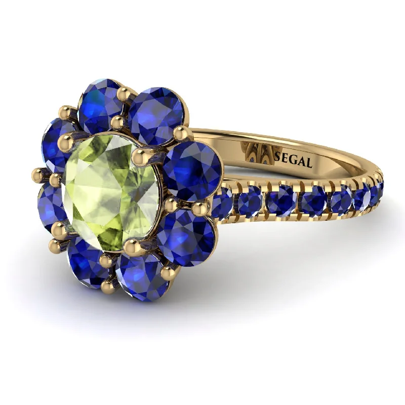 Men’s Engagement Rings-Glamorous Peridot Halo Engagement Ring - Amaya No. 713