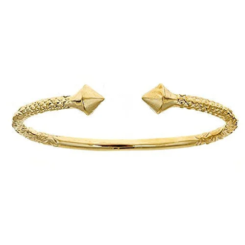 Luxury Wedding Bangle Sets-Better Jewelry 10K Yellow Gold West Indian Bangle w. Thick Pyramid Ends