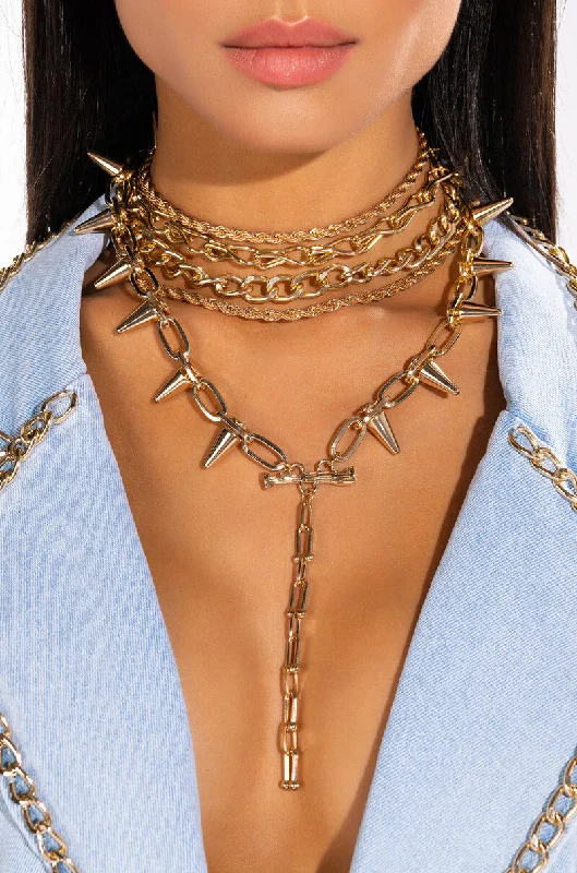 Stylish Adjustable Necklaces-SPIKE STACKED NECKLACE