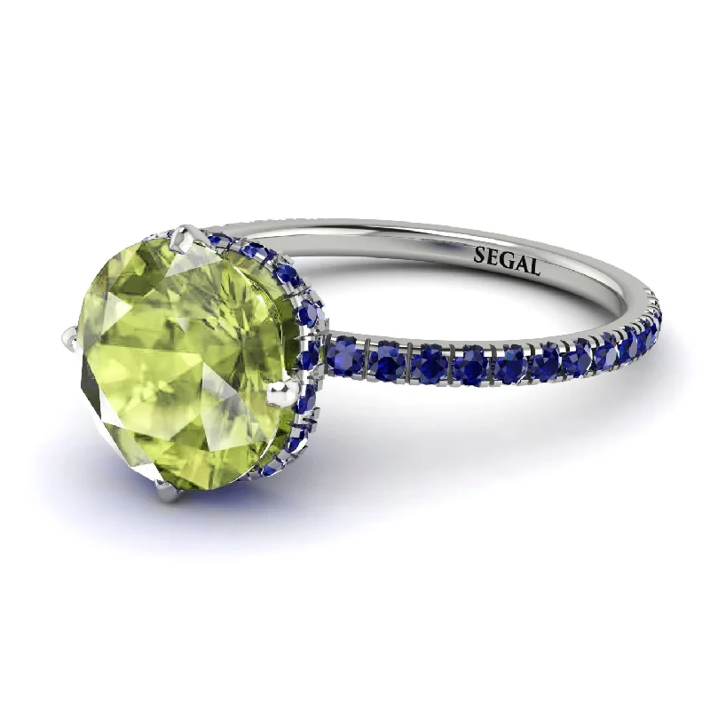 Men’s Custom Rings-Double Hidden Halo Peridot Engagement Ring - Angelina No. 715