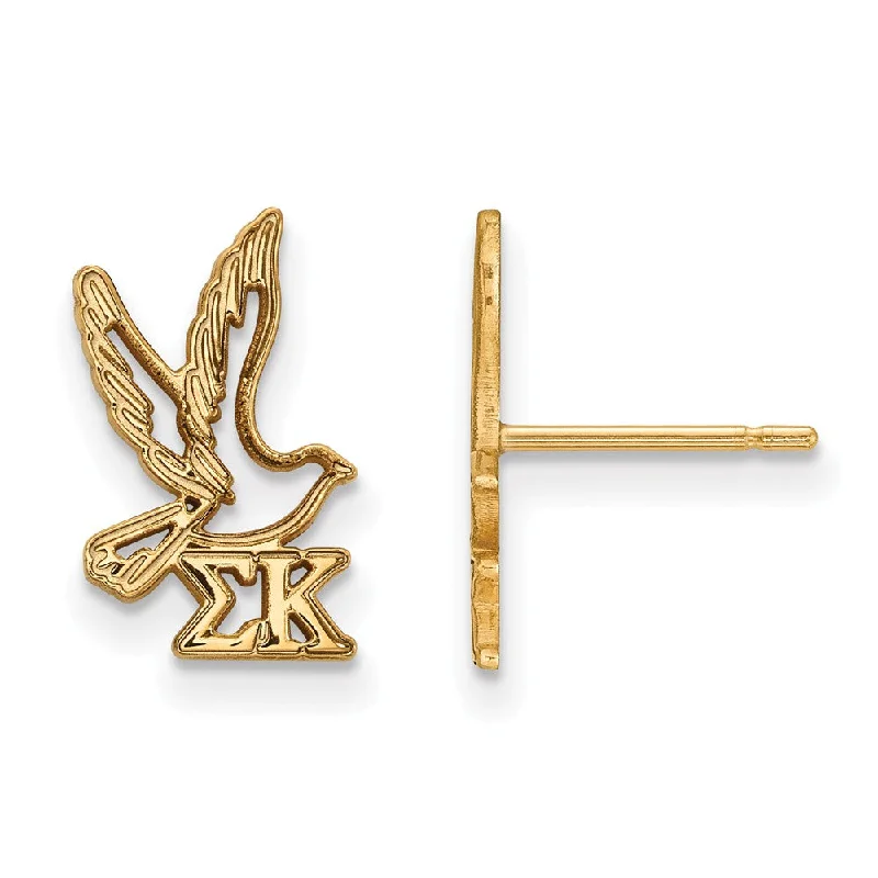 Fashion Earrings for Teens-14K Plated Silver Sigma Kappa XS Post Earrings