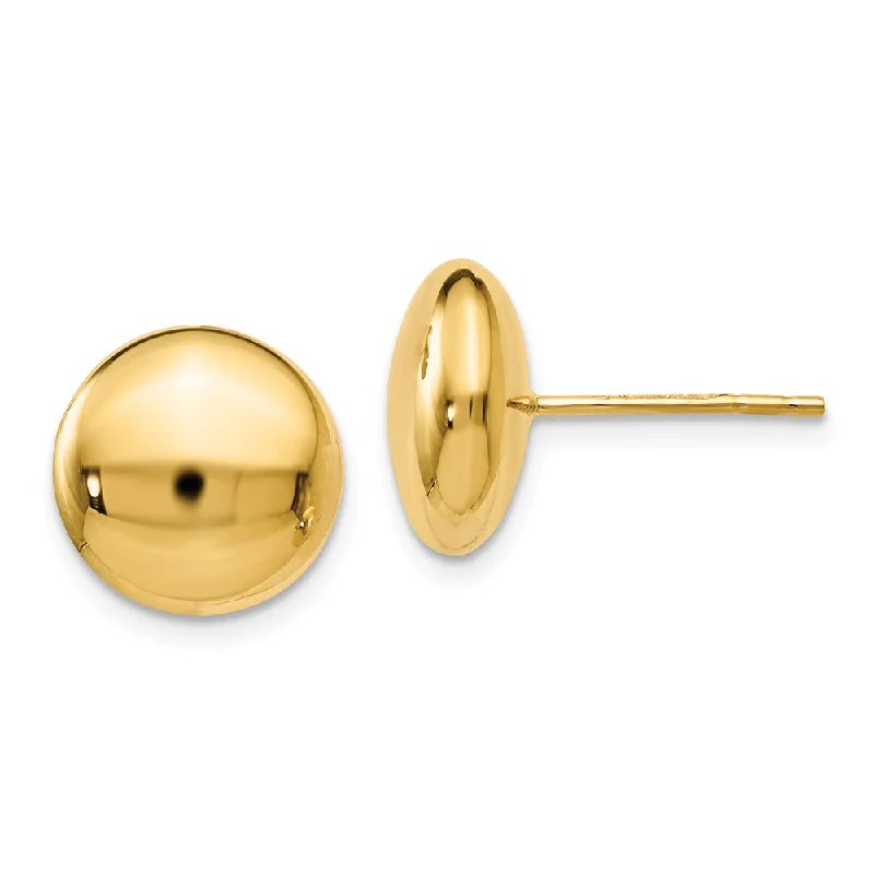 Minimalist Earrings-11mm (7/16 Inch) 14k Yellow Gold Polished Button Post Earrings