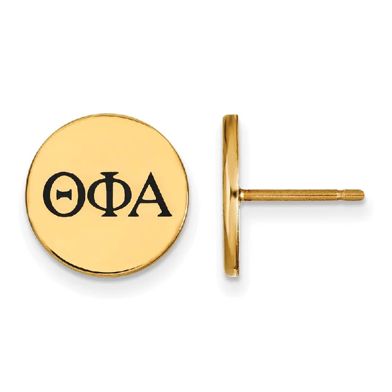 Fashionable Ear Cuffs-14K Plated Silver Theta Phi Alpha Black Enamel Post Earrings