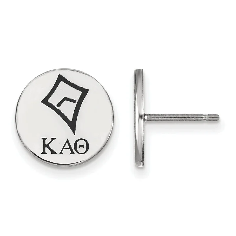 Colorful Hoop Earrings-Sterling Silver Kappa Alpha Theta Enamel Post Earrings