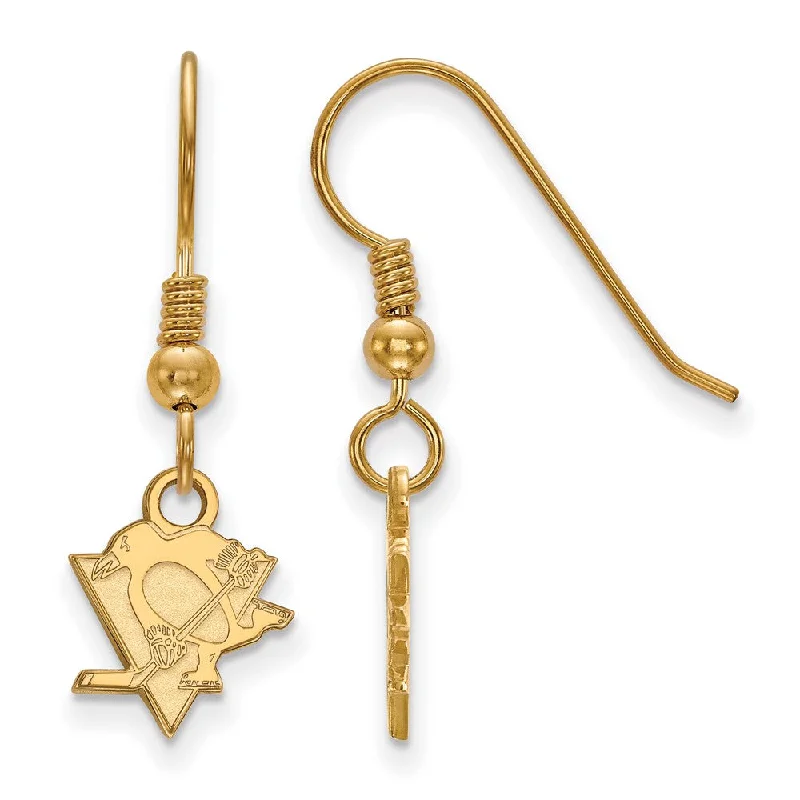 Vibrant Drop Earrings-SS 14k Yellow Gold Plated NHL Pittsburgh Penguins XS Dangle Earrings