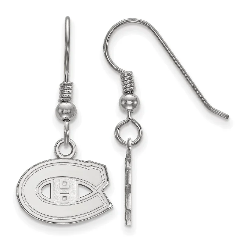 Sterling Silver Earrings-Sterling Silver NHL Montreal Canadiens XS Dangle Earrings