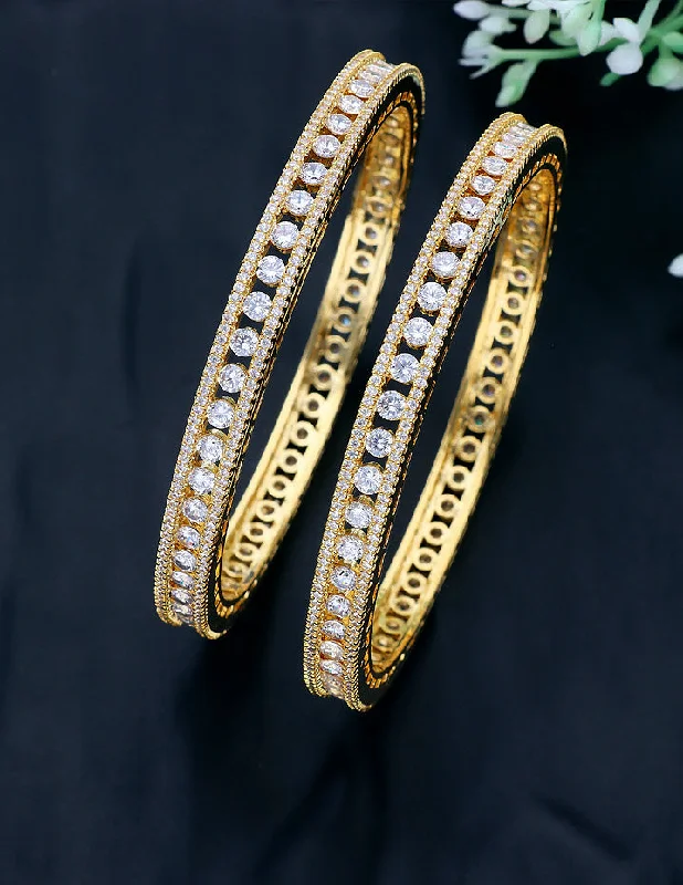 Unique Silver Bangles-Designer Zircon Gold Plated Bangles ZBGL11009