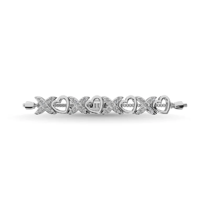 Personalized Charm Bracelets-Diamond 1/6 ct tw Bolo Bracelet in Sterling Silver