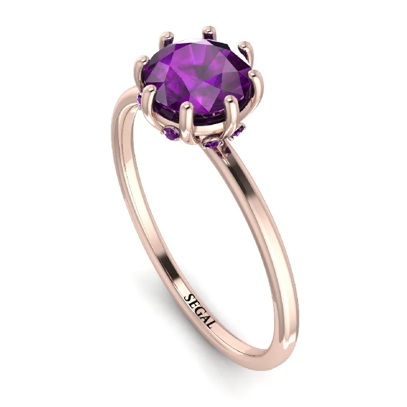 High-Quality Wedding Bands-Classic Amethyst Ring With Hidden Stones - Elliana No. 302