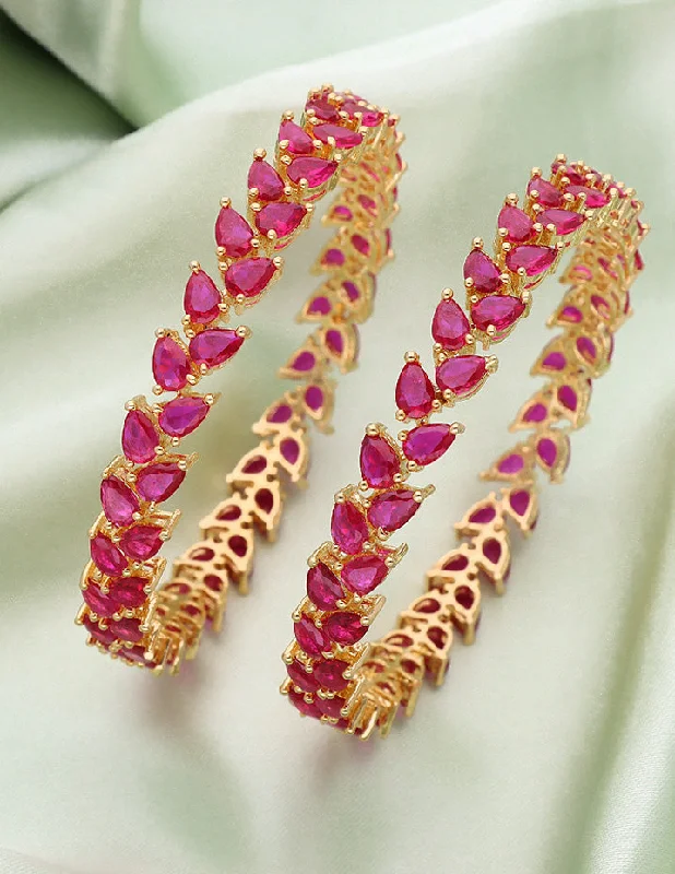 Bangles for Bridesmaids-Designer Zirconia Rani Pink Bangles ZBGL10128