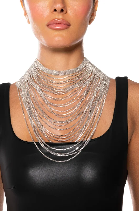 Elegant Pearl Necklaces-DISCO ALL NIGHT RHINESTONE DRAPE NECKLACE