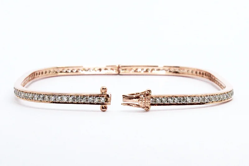 Colorful Bangles Sets-Stackable Pavé Diamond Bangle in 18k Rose Gold AD NO.1612