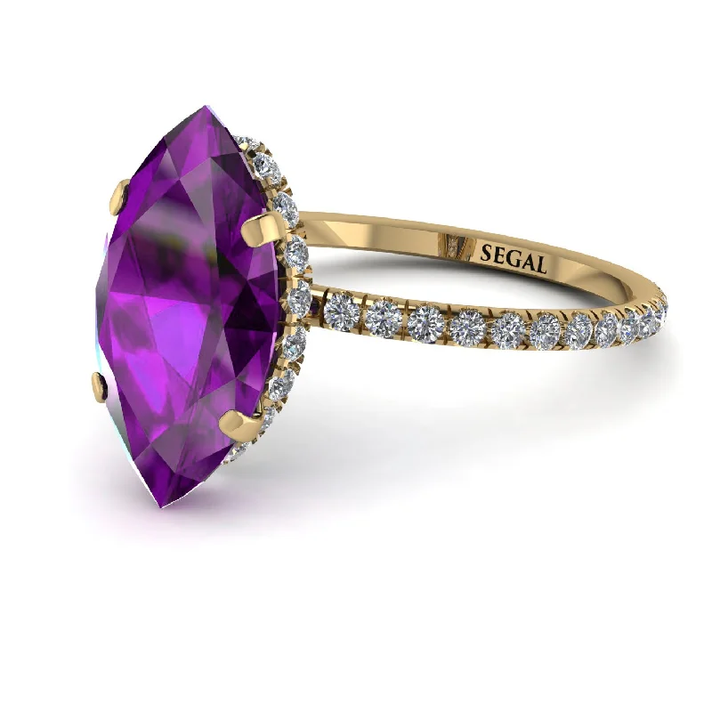 Dainty Gold Rings-Hidden Halo Marquise Amethyst Engagement Ring - Journey No. 301