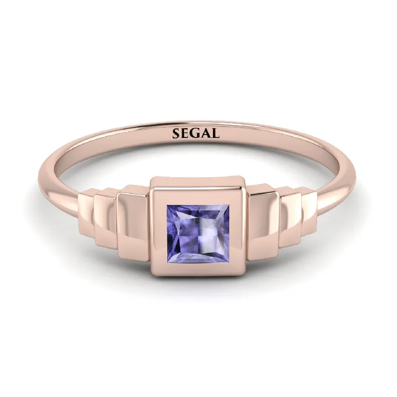 Classic Gold Rings-Geometric Princess Cut Tanzanite Ring - Everleigh No. 202