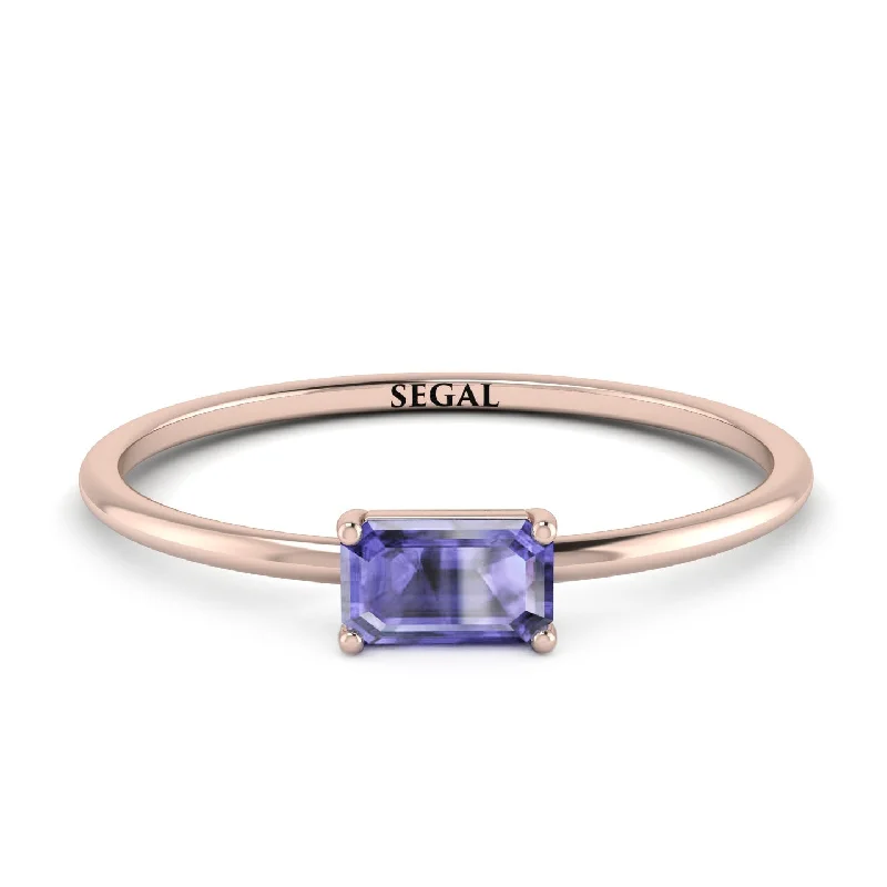 Sparkling Diamond Rings-Minimalist Emerald Cut Tanzanite Ring - Isla No. 202