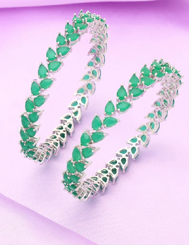 Luxury Diamond Bangles-Designer Zirconia Green Bangles ZBGL10128