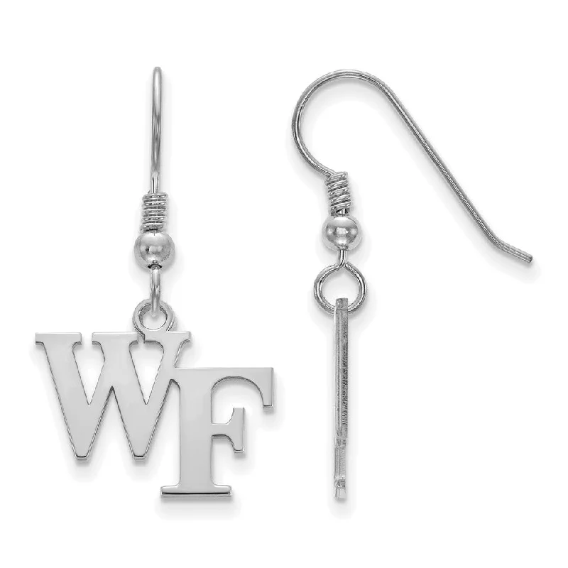 Colorful Earrings for Women-Sterling Silver Wake Forest University Small 'WF' Dangle Earrings